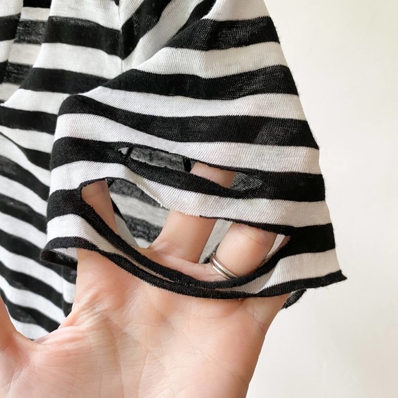 N:PHILANTHROPY Women's Black/White Striped Distressed Wash Out Atlas Tee sz XS - Picture 10 of 14